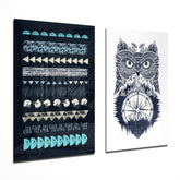 Owl and Shapes 2 Pieces Combine Glass Wall Art | Insigne Art Design.